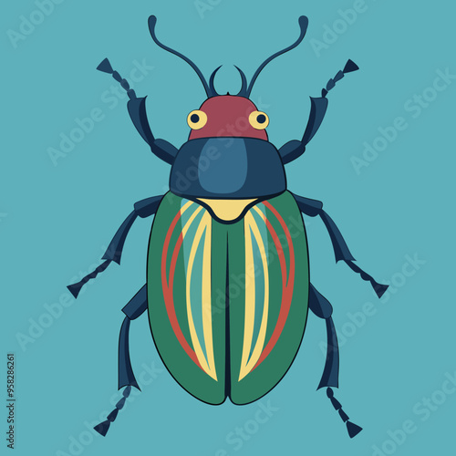 macro vector ilustartion of beetle insect 