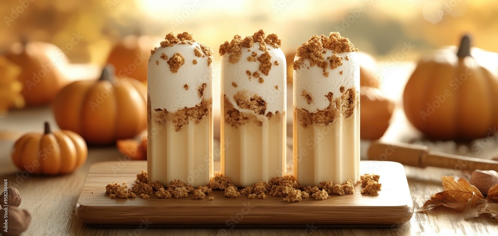 Delicious layered pumpkin dessert in autumn setting, featuring creamy vanilla and crunchy topping, perfect for fall celebrations. Delicious layered pumpkin dessert in autumn setting, featuring creamy vanilla and crunchy topping, perfect for fall celebrations.