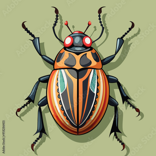 macro vector ilustartion of beetle insect 