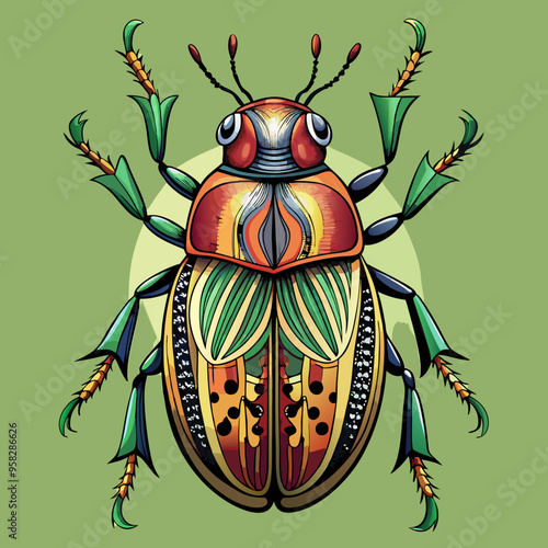 macro vector ilustartion of beetle insect 