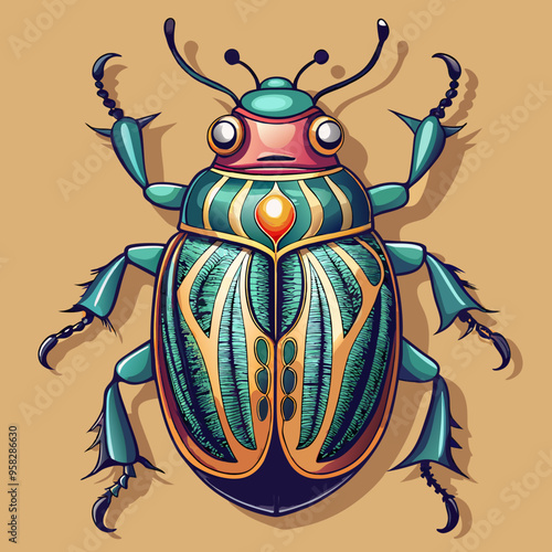macro vector ilustartion of beetle insect 
