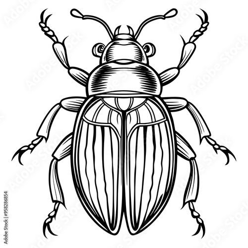 macro vector ilustartion of beetle insect 
