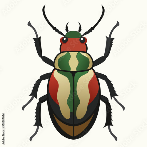 macro vector ilustartion of beetle insect 