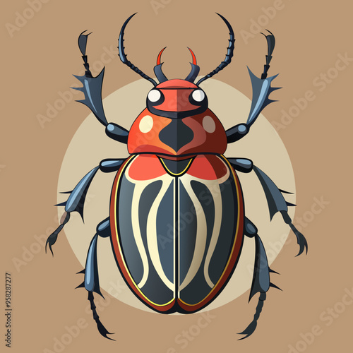 macro vector ilustartion of beetle insect 