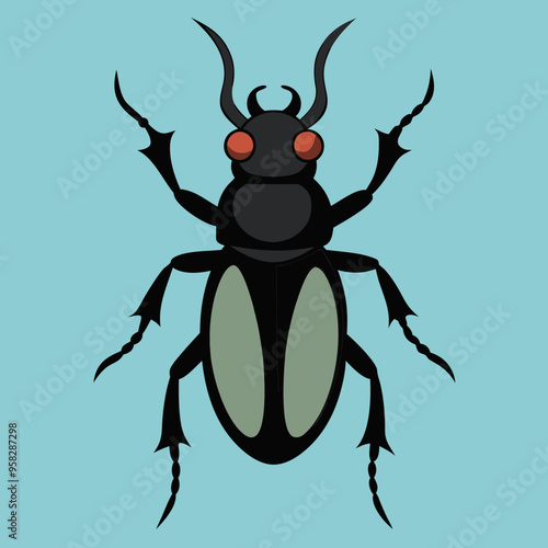 macro vector ilustartion of beetle insect 