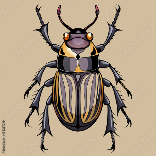 macro vector ilustartion of beetle insect 