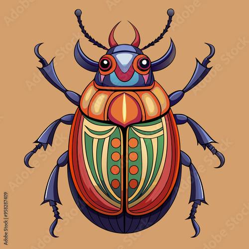 macro vector ilustartion of beetle insect 