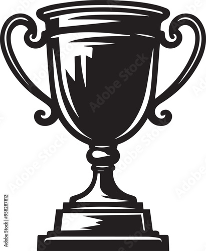 Trophy black icon silhouette, Trophy cup icon vector illustration,