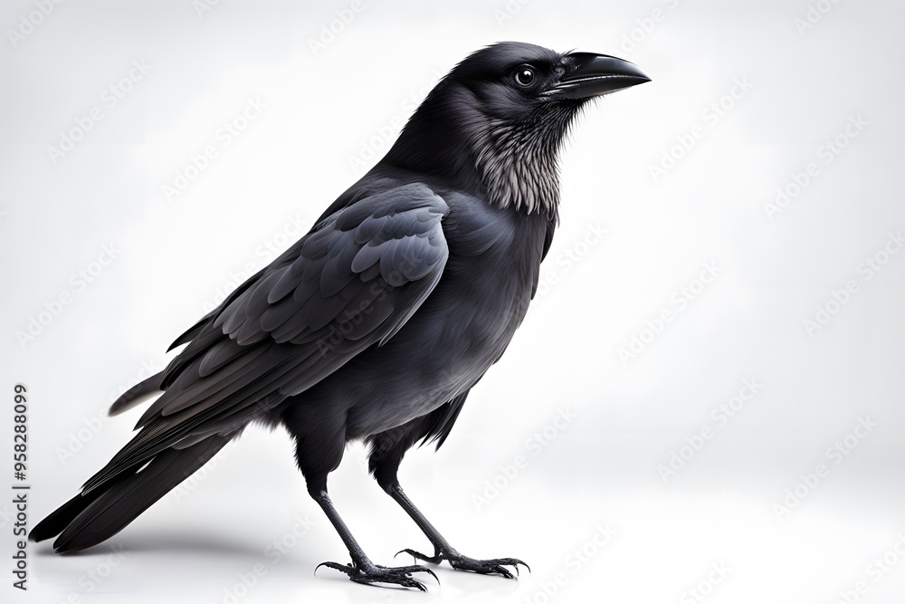 Crow bird on white background, Ai generated Crow bird on white background, Ai generated