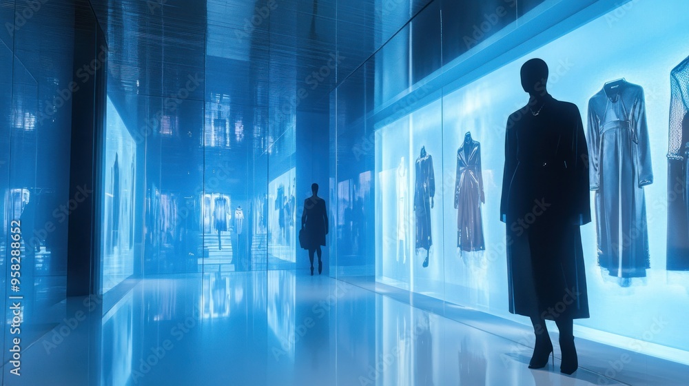 Silhouette of a Woman in a Modern Retail Space Silhouette of a Woman in a Modern Retail Space