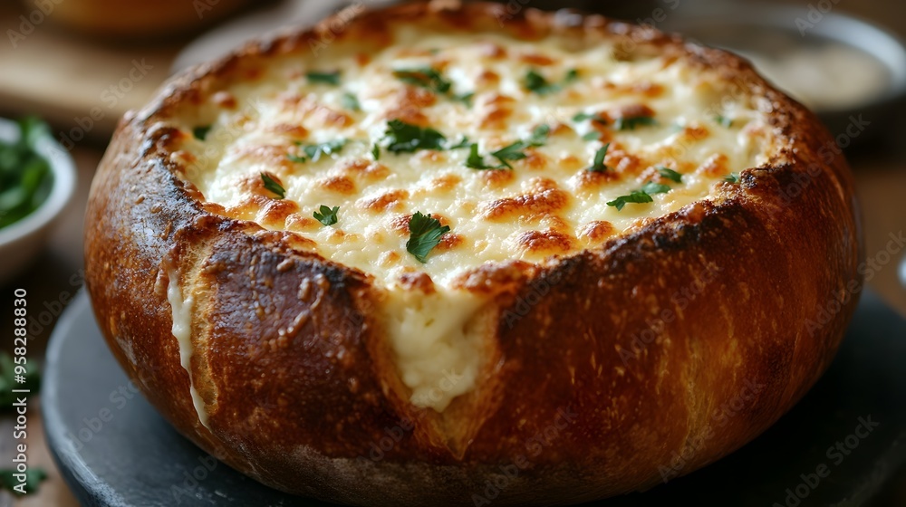 Creamy Cheese Dip Served in a Crispy Bread Bowl a Crowd Pleasing Party Favorite Creamy Cheese Dip Served in a Crispy Bread Bowl a Crowd Pleasing Party Favorite