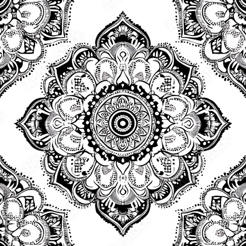 Ornate Mandala Pattern with Symmetrical Design Elements 