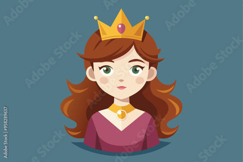 Elegant vector art depicting a princess queen, showcasing her royal attire and dignified presence.