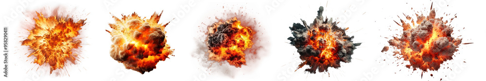 Fire explosion effect png cut out element set Fire explosion effect png cut out element set
