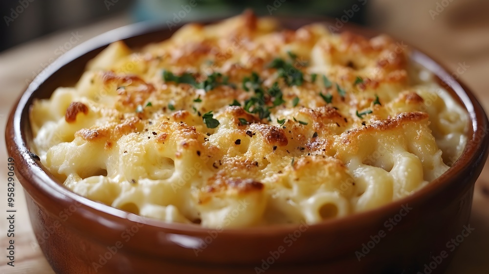 Mouth watering Gourmet Macaroni and Cheese with Crisp Cheesy Topping Mouth watering Gourmet Macaroni and Cheese with Crisp Cheesy Topping
