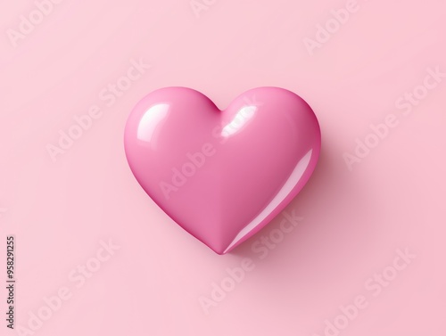 Pink heart isolated on background, flat lay, vecor illustration photo