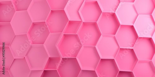 Pink hexagons pattern on pink background. Genetic research, molecular structure. Chemical engineering. Concept of innovation technology. Used for design 