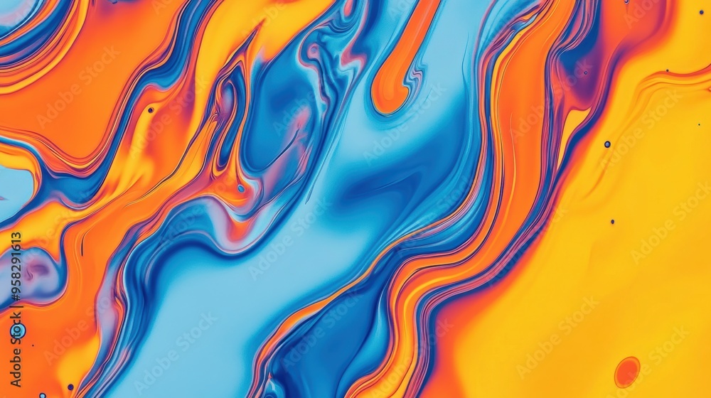 Vivid blue orange abstract fluid art background Vivid blue orange abstract fluid art background