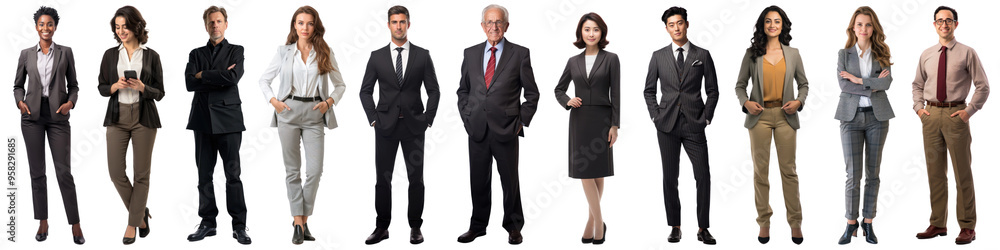 Diverse business people full body png cut out element set Diverse business people full body png cut out element set