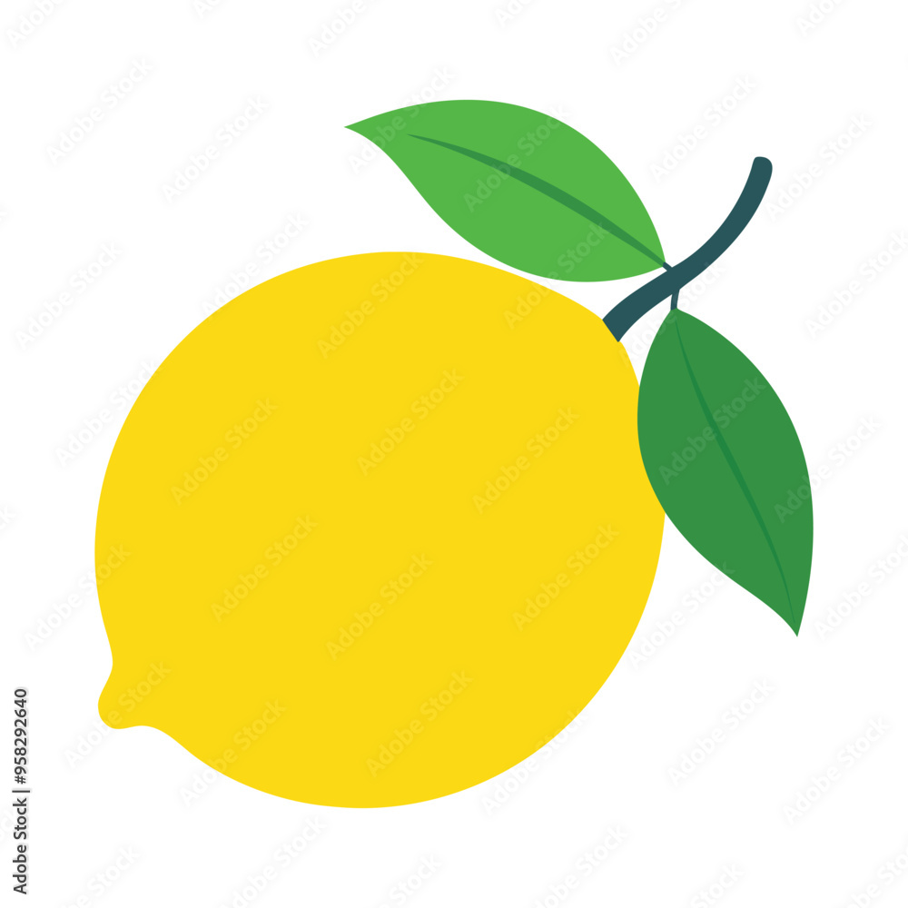 Lemon Fruit illustration - lemon with a leaf Vector Lemon Fruit illustration - lemon with a leaf Vector
