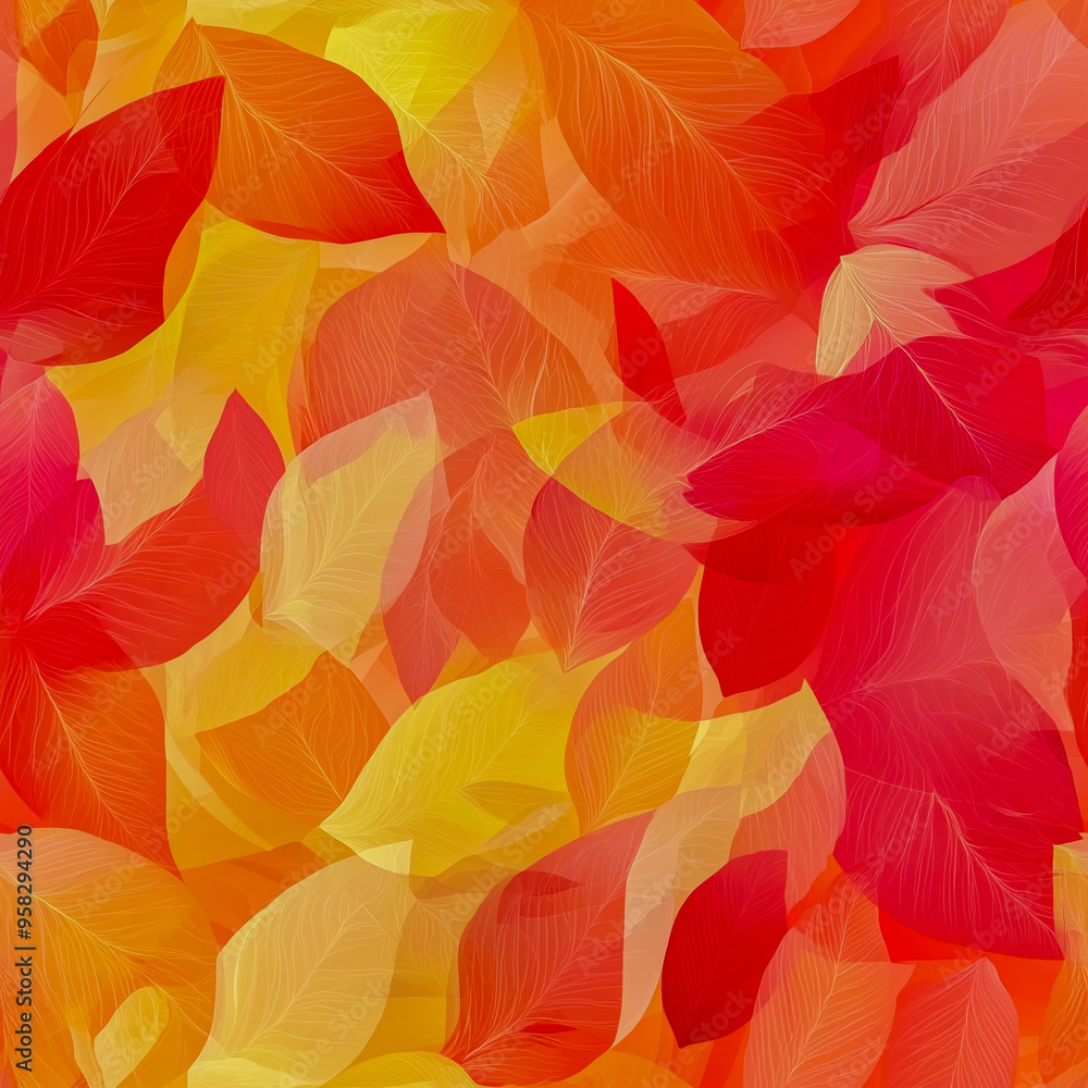 Red tone leaf background image, tile Red tone leaf background image, tile