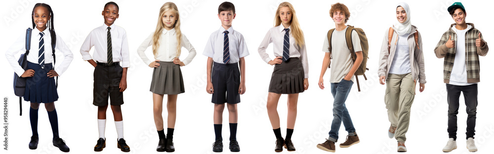 diverse student school staff png cut out element set