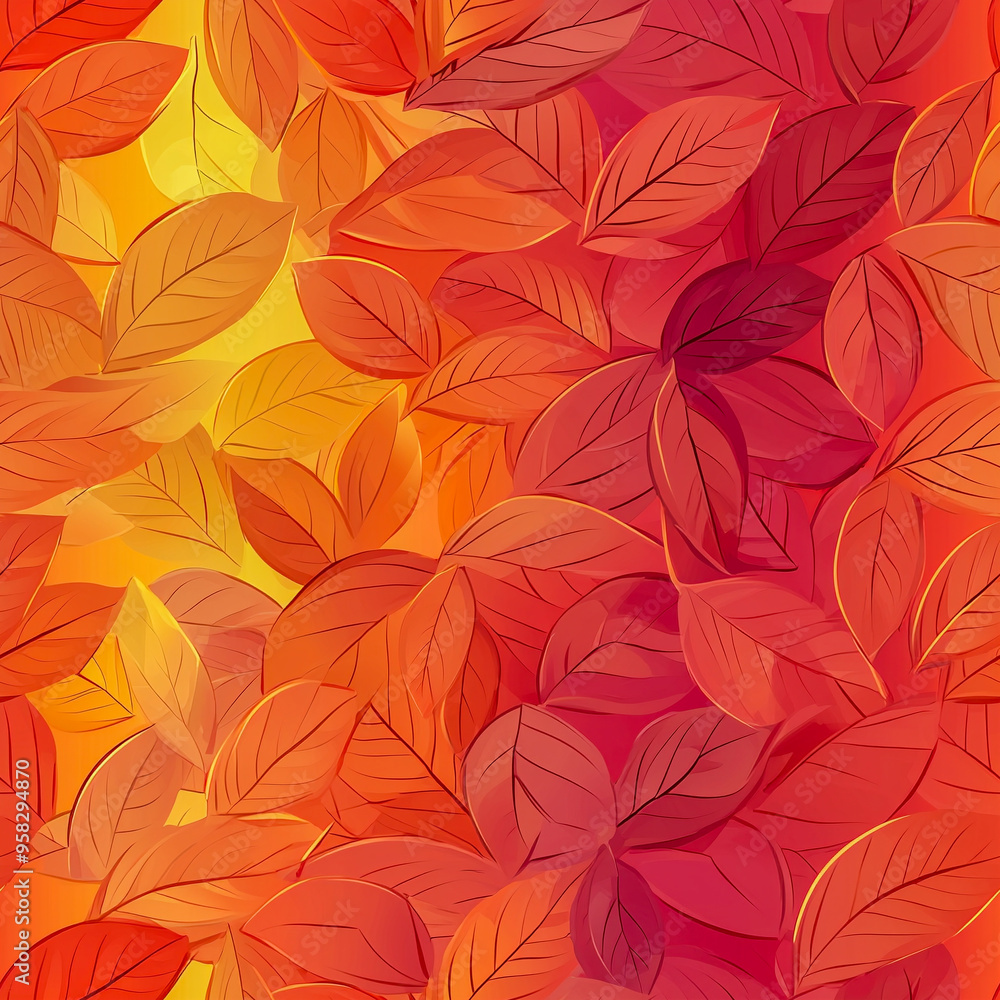 Red tone leaf background image, tile Red tone leaf background image, tile