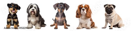 Dog sitting png cut out element set