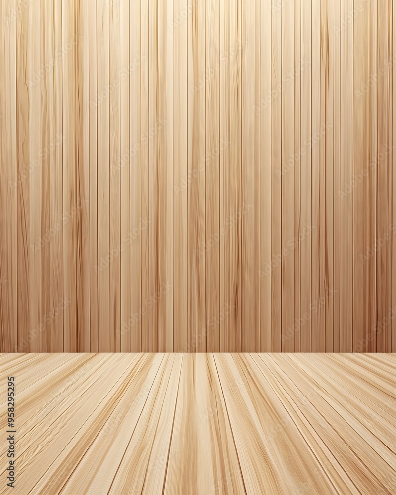 Empty wooden wall and floor background for product display or montage of your products Empty wooden wall and floor background for product display or montage of your products
