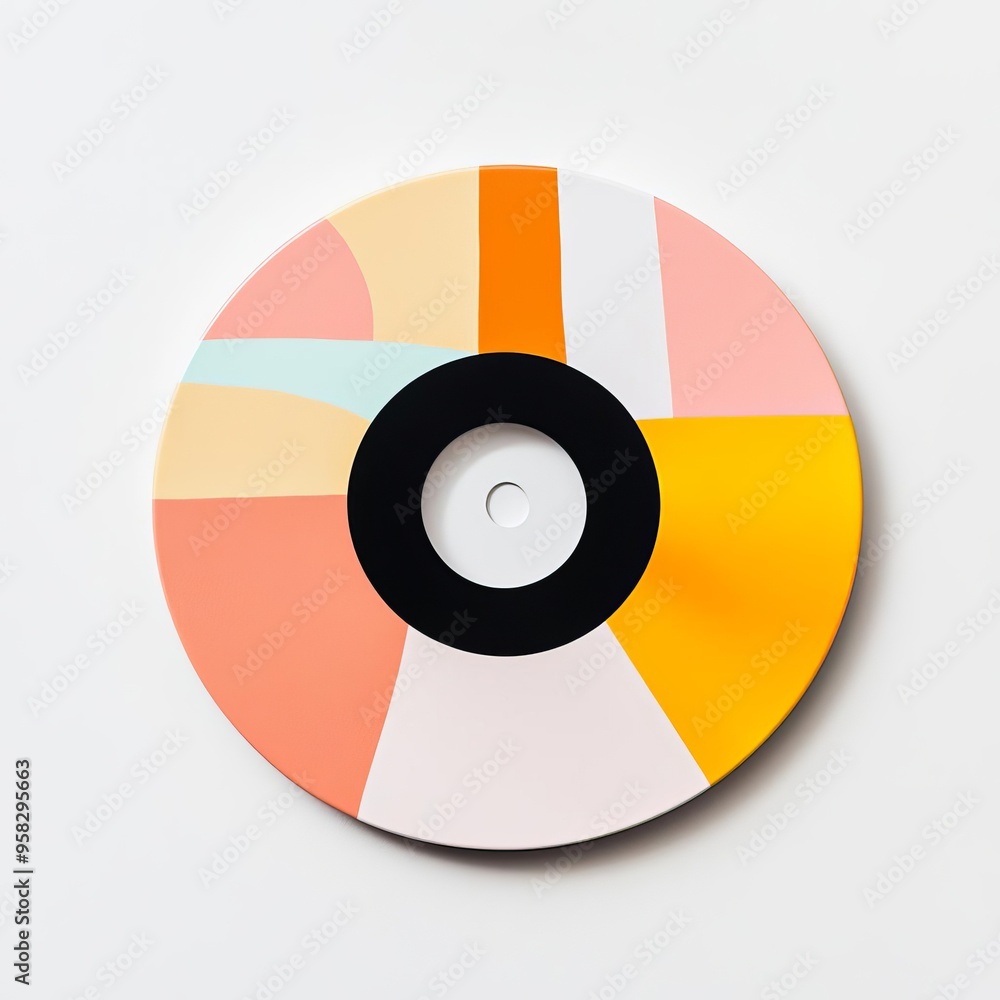 Minimalist CD cover design, modern abstract shapes, pastel gradients, crisp edges, clear and vivid imagery, isolated on white background Minimalist CD cover design, modern abstract shapes, pastel gradients, crisp edges, clear and vivid imagery, isolated on white background