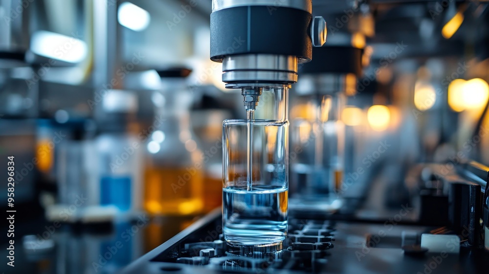 High-precision water gauge in a sterile laboratory, surrounded by scientific equipment, focusing on fluid dynamics, measuring small changes in water levels High-precision water gauge in a sterile laboratory, surrounded by scientific equipment, focusing on fluid dynamics, measuring small changes in water levels