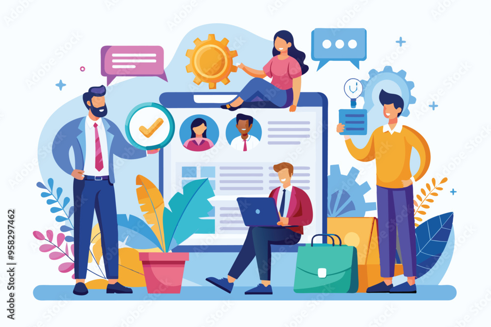 A team collaborates using a laptop and tablet, emphasizing teamwork in recruitment and candidate matching efforts. A team collaborates using a laptop and tablet, emphasizing teamwork in recruitment and candidate matching efforts.
