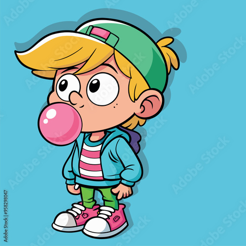 BAMBINO CHE FA LE BOLLE CON LA GOMMA DA MASTICARE 03