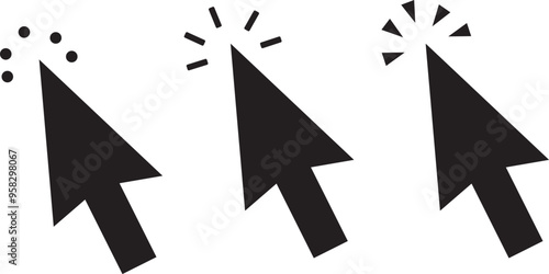 Computer flat mousse click cursor arrow icon and loading icons.