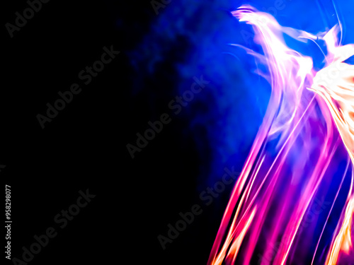 The abstract background shows a dynamic flowing vortex of fire with luxurious golden colors and lines evoking a sense of energy, power, warmth, and transformation, making this image perfect for themes