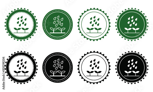 Ecology icon set. Ecology Stamps. Environment, sustainability, nature, recycle, renewable energy; electric bike, eco-friendly, forest, wind power, green symbol. Solid icons vector collection.