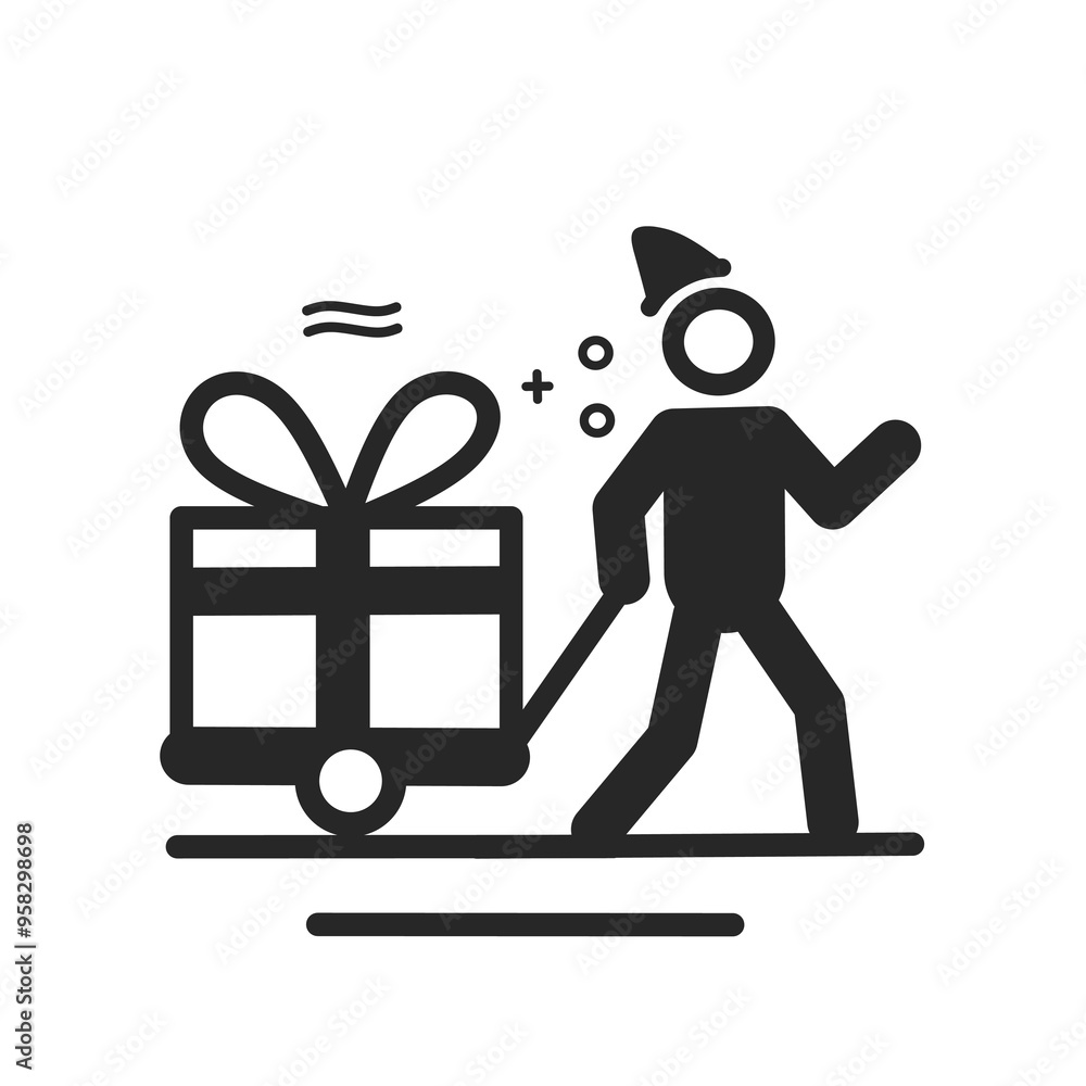 icon of people carrying christmas gifts.christmas icon design on white background icon of people carrying christmas gifts.christmas icon design on white background