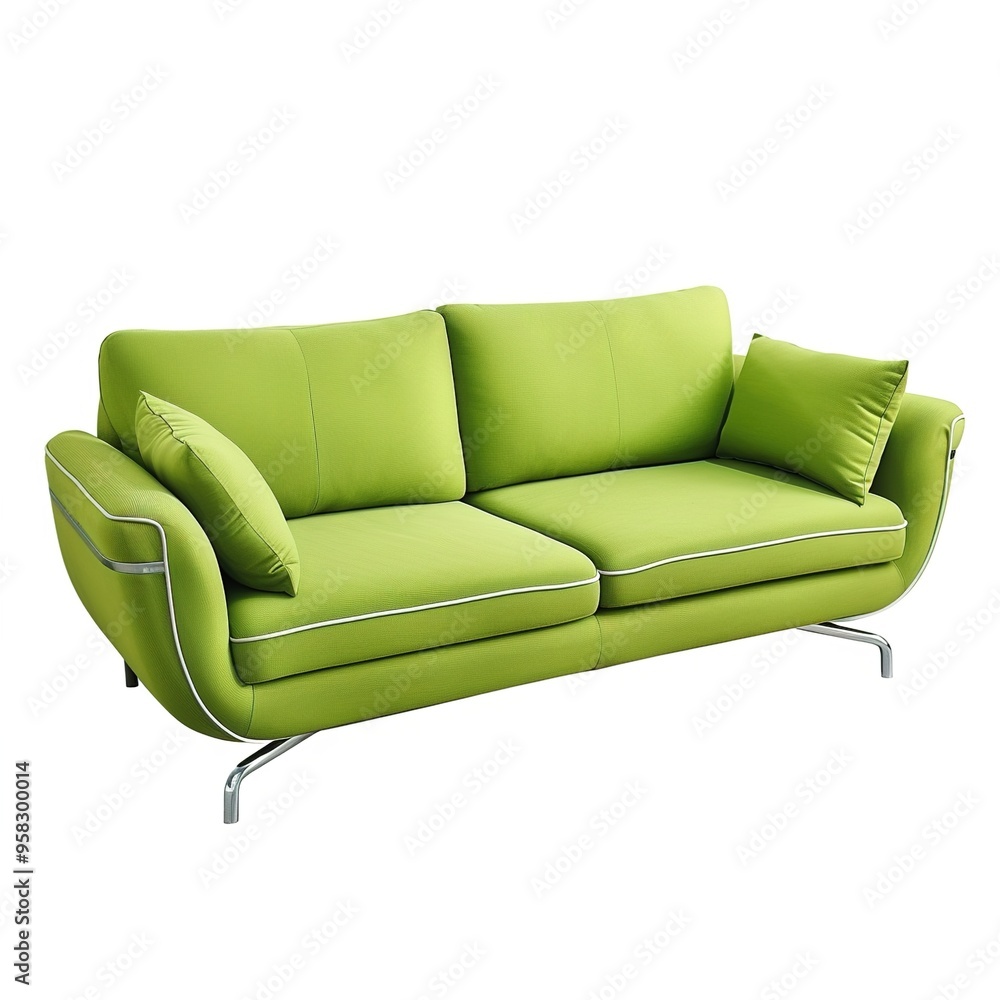 Fototapeta premium Green colored Modern sofa Furniture set for interior design png transparent on white 