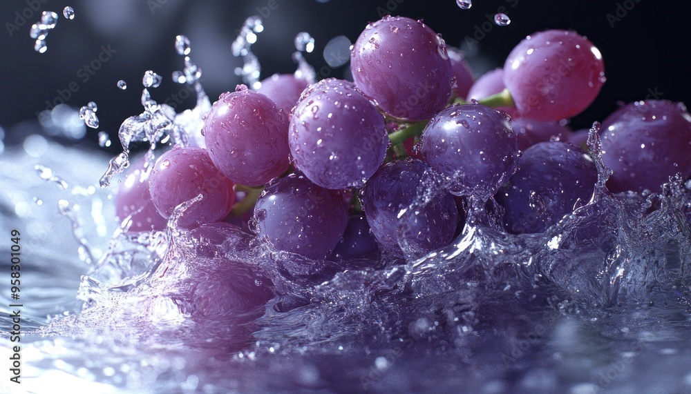 Purple Grapes Splashing in Water Purple Grapes Splashing in Water