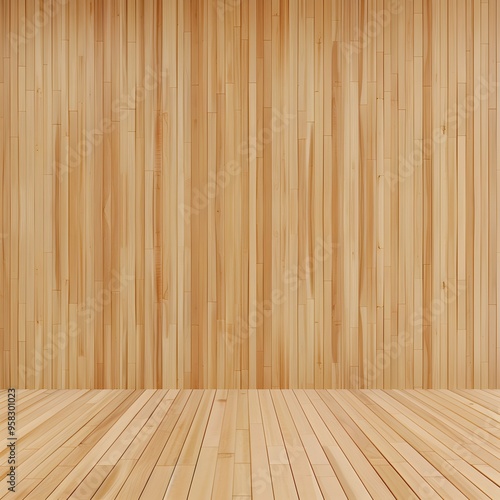 Empty wooden wall and floor background for product display or montage of your products