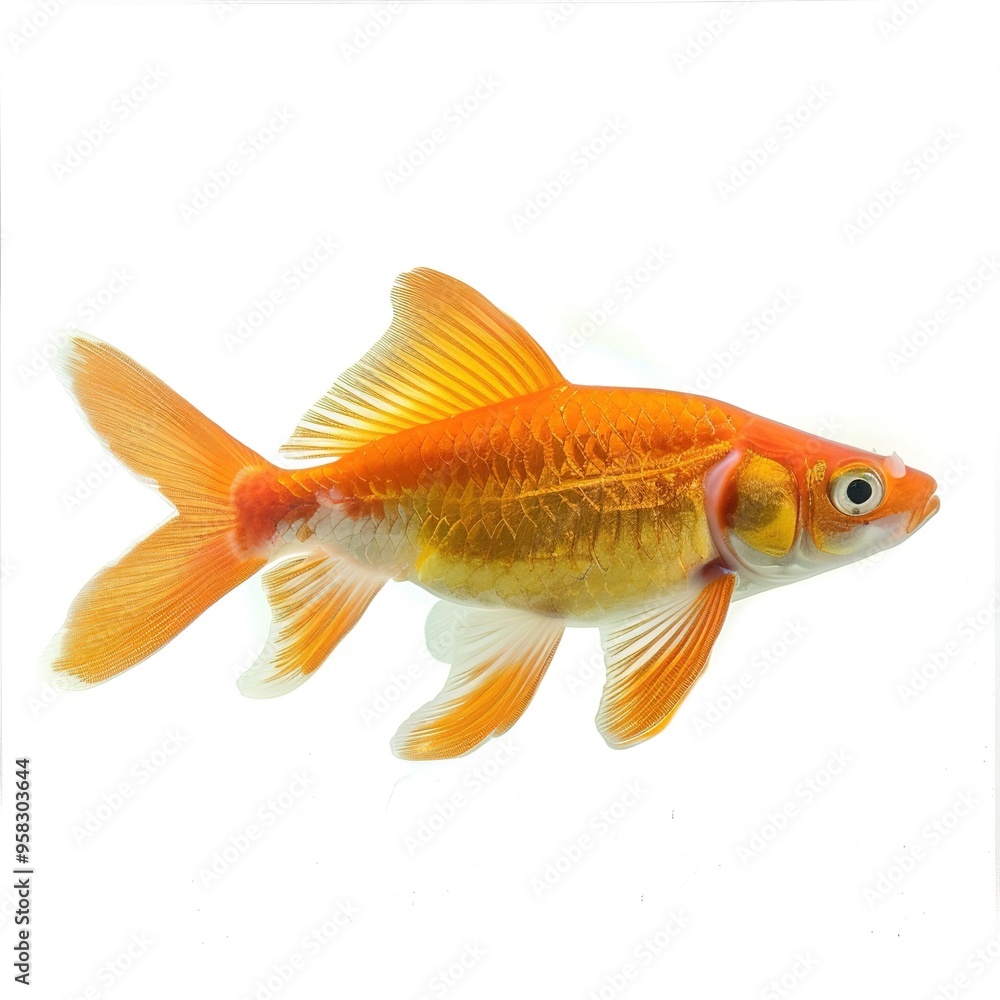 Golden Orange Freshwater Fish Isolated isolated on white background Golden Orange Freshwater Fish Isolated isolated on white background