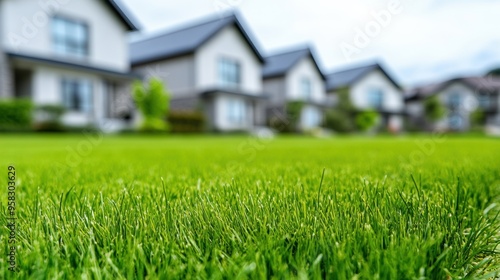 Wallpaper Mural A close up of a lawn with some houses in the background, AI Torontodigital.ca