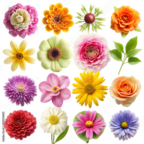 set of flower isolated on transparent background