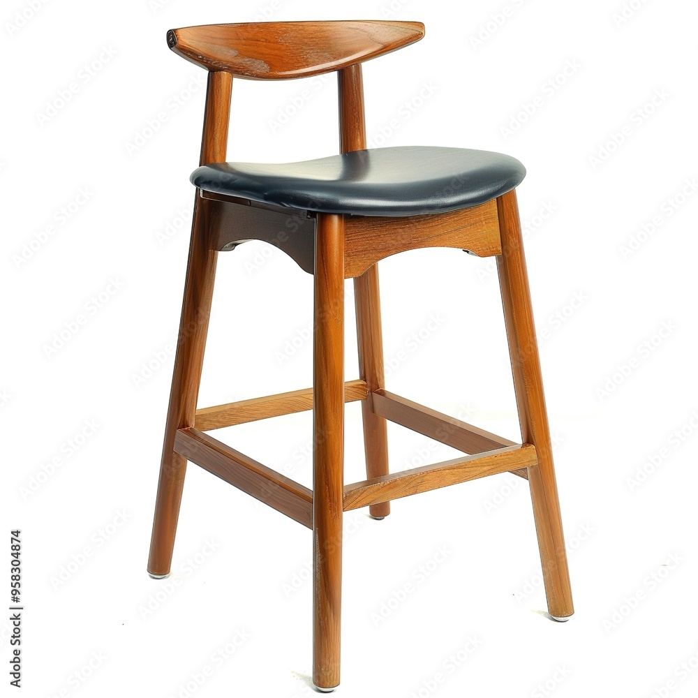 Classic Retro Bar Stool with Vinyl Seat on isolated white background Classic Retro Bar Stool with Vinyl Seat on isolated white background