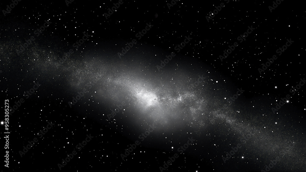A black background with a white galaxy in the center, glowing like stars. A black background with a white galaxy in the center, glowing like stars.