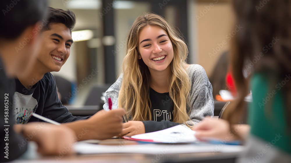 A teacher helping a student with their homework, both smiling and engaged.
A teacher helping a student with their homework, both smiling and engaged.
