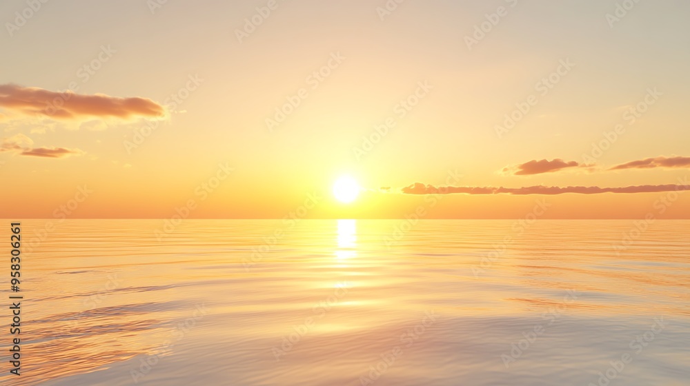 Breathtaking sunrise over calm ocean waters, creating a serene atmosphere with soft reflections and vibrant colors. Breathtaking sunrise over calm ocean waters, creating a serene atmosphere with soft reflections and vibrant colors.