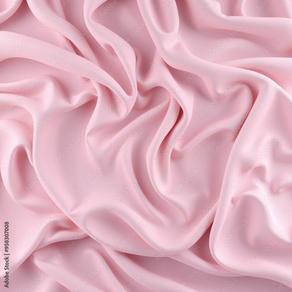 Fototapeta premium The image depicts an elegant wave of silk fabric with a gradient of pink hues ranging from light to dark. 