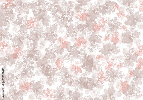 Beige background with floral pattern in Provence style. Watercolor texture with buds for packaging design. Fashionable creative botanical print