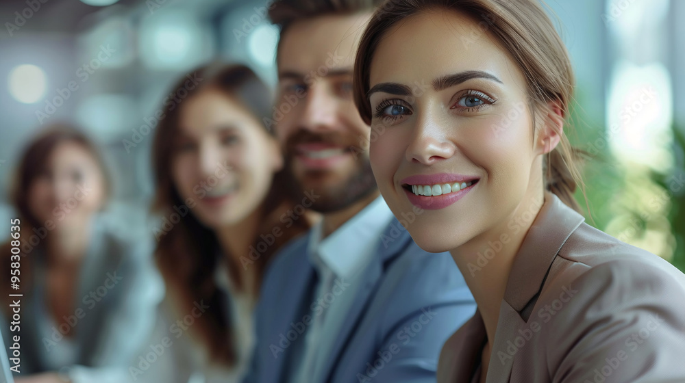 Business lady and team in the office. Business lady and team in the office.
